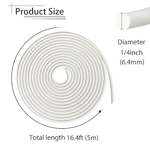 Backer Rod 1/4 Inch, 16.4' EPDM Rubber Caulk Saver Backer Rod Foam Strip Rope Seal for Concrete Joints, Wall Cracks, Driveway and Joint Fillers(White, 16.4')