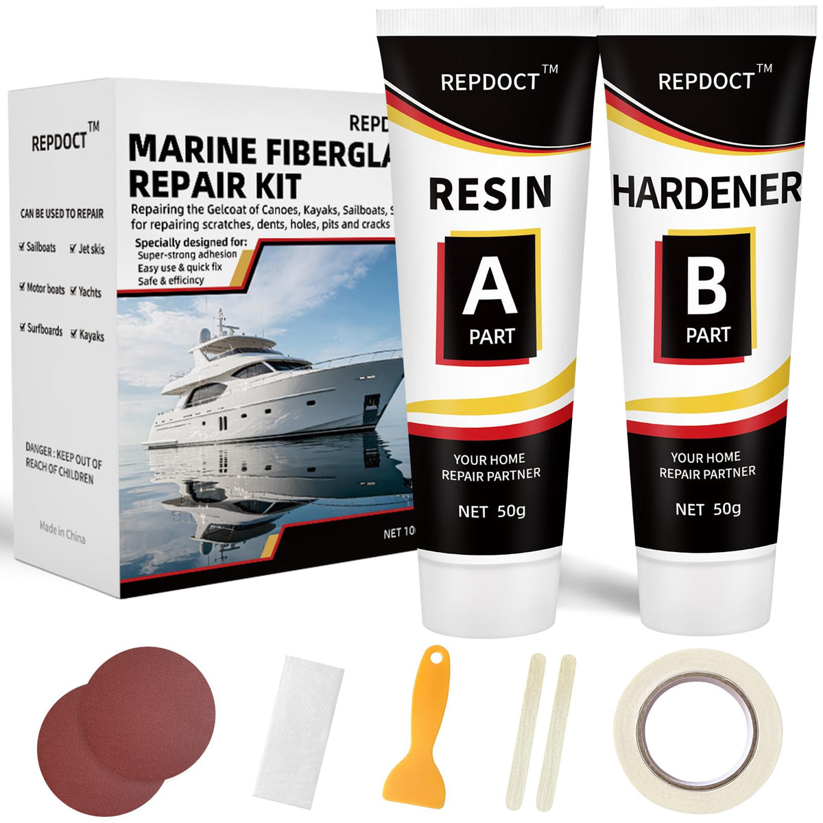 Fiberglass Boat Repair Kit White, Gel Coat Repair Kit for Boats - Image 1
