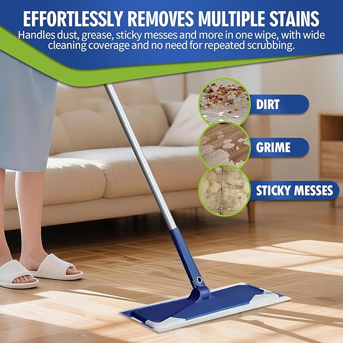 Disposable Wet Cleaning Pads for Hardwood Floor Compatible with Bona Mops, Multi-Surface Floor Household Replacement Mopping Cloths Refills, Unscented, 30 Count