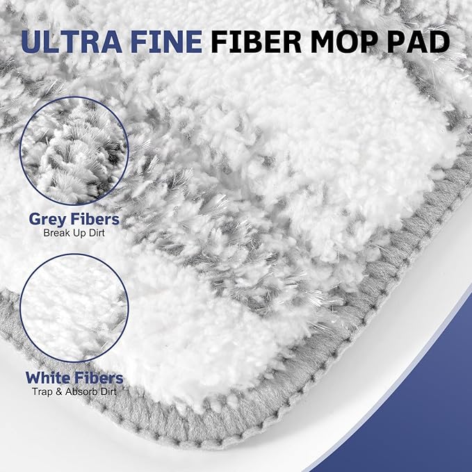 3 Pack Microfiber Cleaning Pads, Reusable Microfiber Mop Pads for 18 Inch Mop, Hardwood Floor Replacement Cleaning Mop Pads, Machine Washes