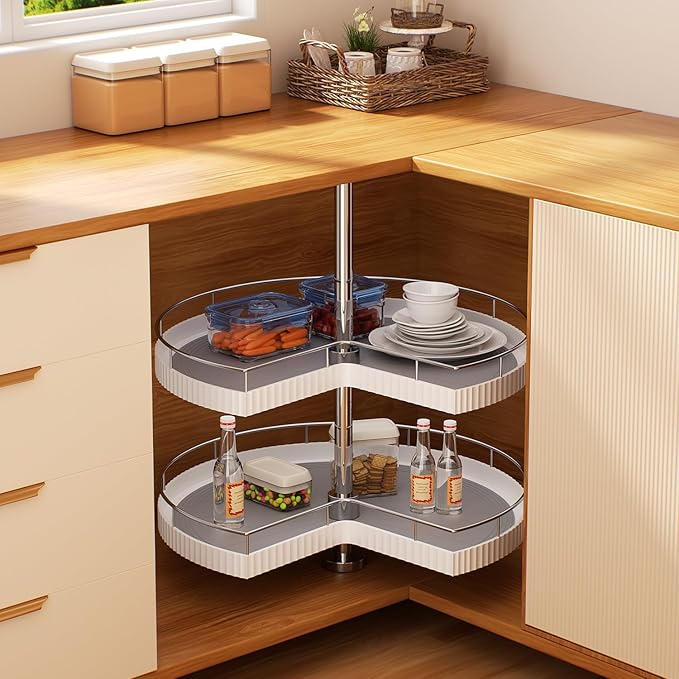 Lazy Susan Turntable Organizer - 32 Inch Rotating Tray for Kitchen Cabinet, Dining Table, Countertop