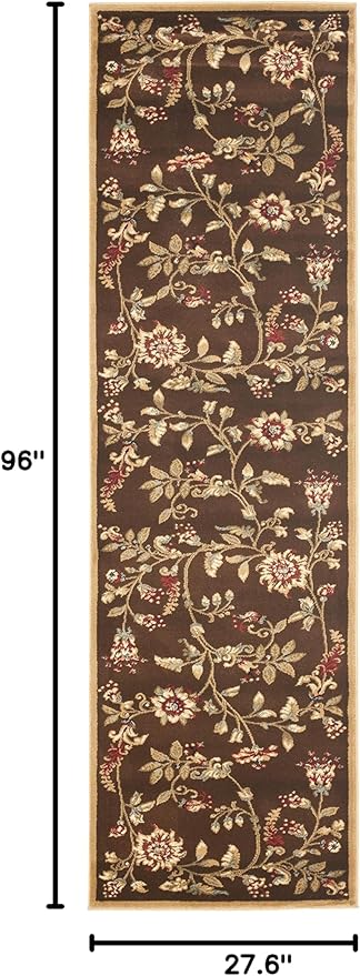 SAFAVIEH Lyndhurst Collection Runner Rug - 2'3" x 8', Brown & Multi, Traditional Floral Design, Non-Shedding & Easy Care, Ideal for High Traffic Areas in Living Room, Bedroom (LNH552-2591)
