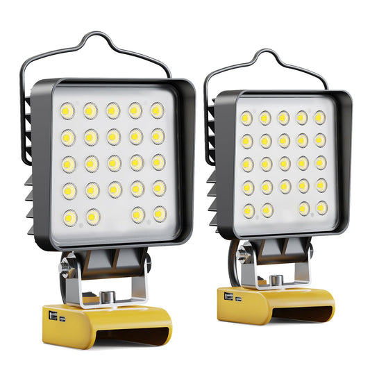 2 Pcs Cordless LED Work Light Compatible with Dewalt 20v - Image 1