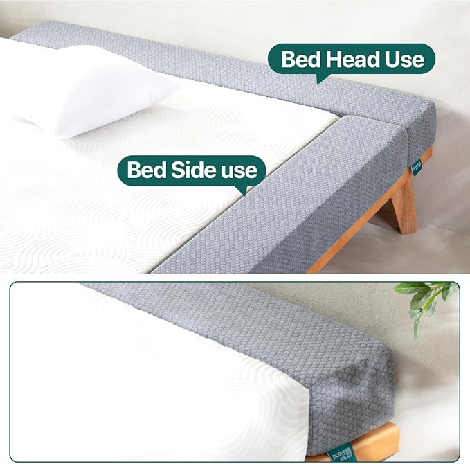Bed Gap Filler for Headboard & Wall, Mattress Extender Pillow with Removable Cover & Memory Foam, Fills Gaps Between Mattress and Headboard, Stops Items Falling (Dark Gray, Twin Size)