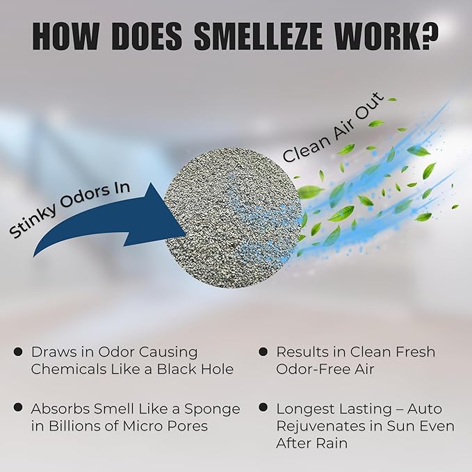 SMELLEZE Reusable Basement Odor Removal Deodorizer Pouch: Rids Funky Smell Without Fragrance Treats 150 Sq. Ft.