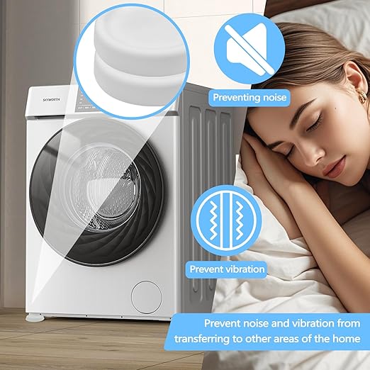 12 Pieces Anti Vibration Pads for Washing Machine, Silent Washer Dryer Feet Anti Vibration Mat, Universal Rubber Washing Machine Stabilizer Support, Stop Moving Waling, Reduce Noise (White)