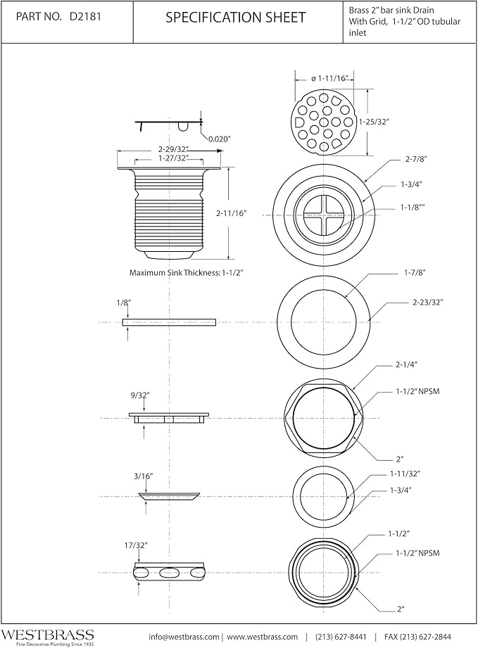 Westbrass Grid Basket Style Bar Sink Strainer, Matte Black, D2181-62