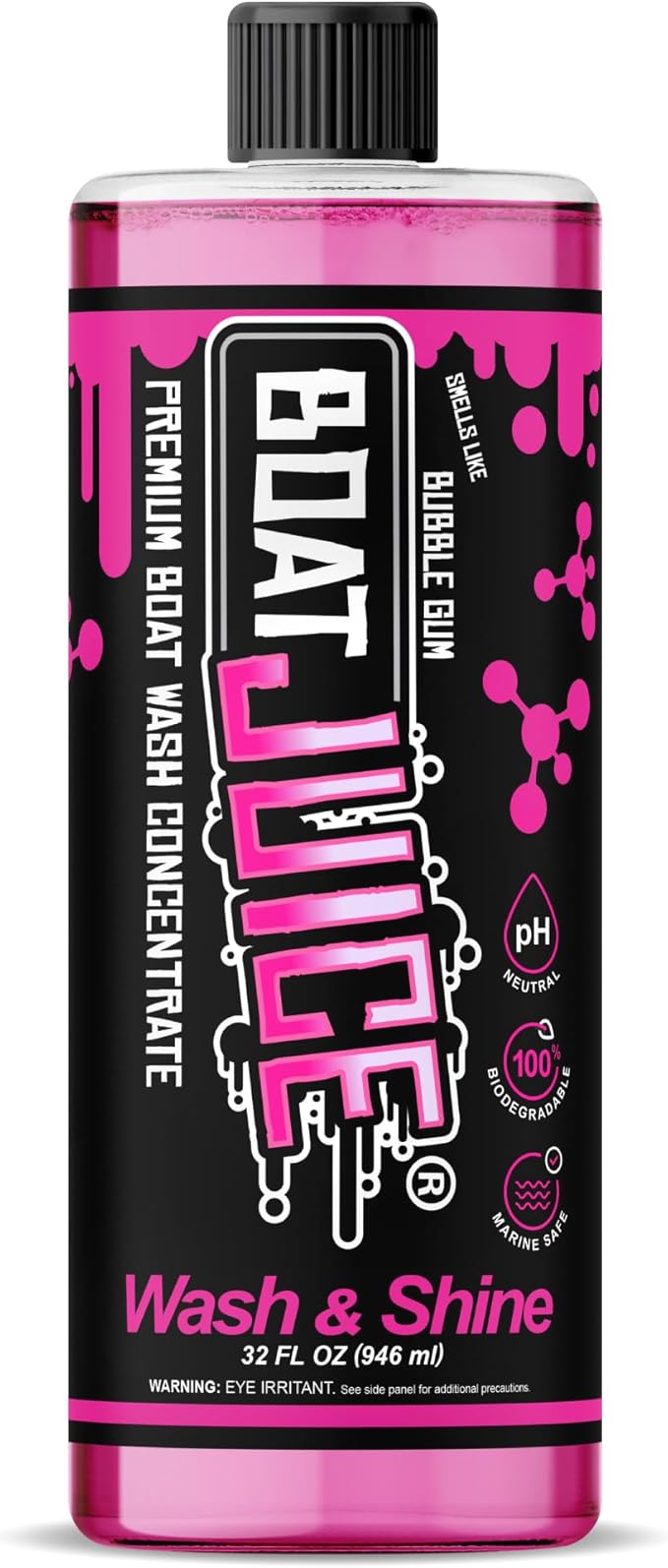 Boat Juice Boat Wash & Shine | pH Neutral Boat Wash & Wax Soap for Fiberglass, Hull, Deck, and Vinyl | Bubble Gum Scent | Marine Detailing & Cleaning Supplies, Boating Accessories | Made in USA
