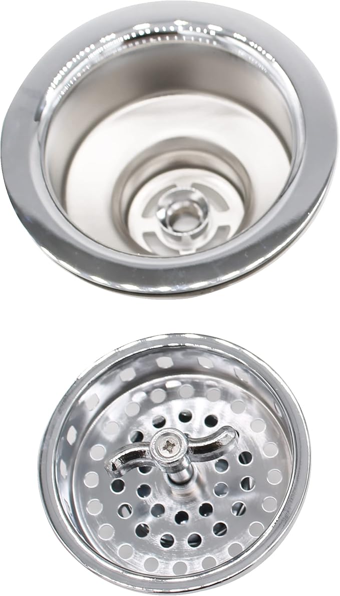 Westbrass D2155-26 Wing Nut Style Large Kitchen Basket Strainer with Waste Disposal Flange and Stopper, Polished Chrome