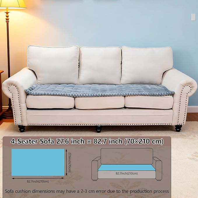 Waterproof Couch Cover for Dogs Washable,Non Slip Fuzzy Durable Couch Covers for 3 Cushion Sofa Pet Friendly Sofa Cover Dog Thick Soft Slipcovers Protector Couches Mat Bed (Light Grey, 27.6" x 82.7")