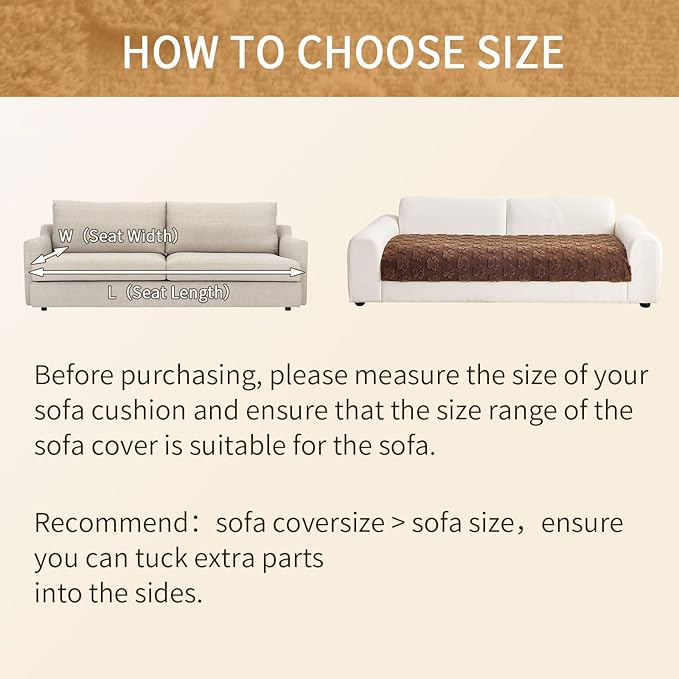 Waterproof Couch Cover for Dogs Washable,Fuzzy Pet Couch Covers for Sofa,Thick Soft Dog Mat Non-Slip Couch Covers for 3 Cushion Couch Sofa Pet Friendly (Brown, 35x62(1pc))
