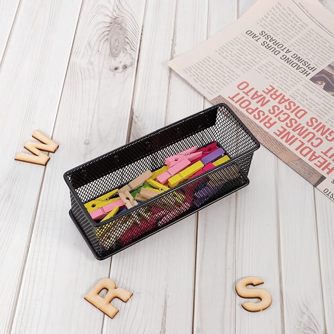 6.29'' × 2.28'' × 2.48" Black Magnetic Basket for Refrigerator Magnetic Locker Organizer for Home Office Accessories, Magnetic Basket for Whiteboard