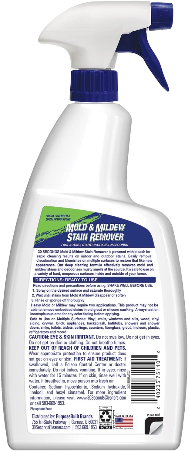 30 SECONDS Mold & Mildew Stain Remover - Professional Indoor & Outdoor Spray
