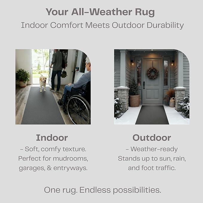 iCustomRug Spartan Weather Warrior Duty Indoor/Outdoor Utility Ribbed in 3ft,4ft,6ft Widths 70 Custom Sizes with Natural Non-Slip Rubber Backing 4'X6' in Brown