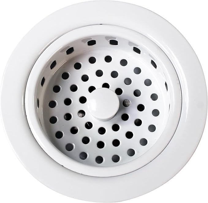 Westbrass R214-50 3-1/2-Inch Large Post Style Kitchen Sink Basket Strainer, Powder Coat White