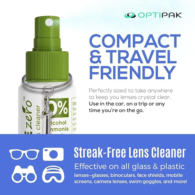 Sparkle Anti-Reflective Eco-Friendly Lens Cleaner & Repair Kit – (2) 4oz Glasses Cleaner Spray, (2) Microfiber Cloths & Keychain Screwdriver for Eyeglasses, Sunglasses, Lenses & Screens (5 Piece Set)