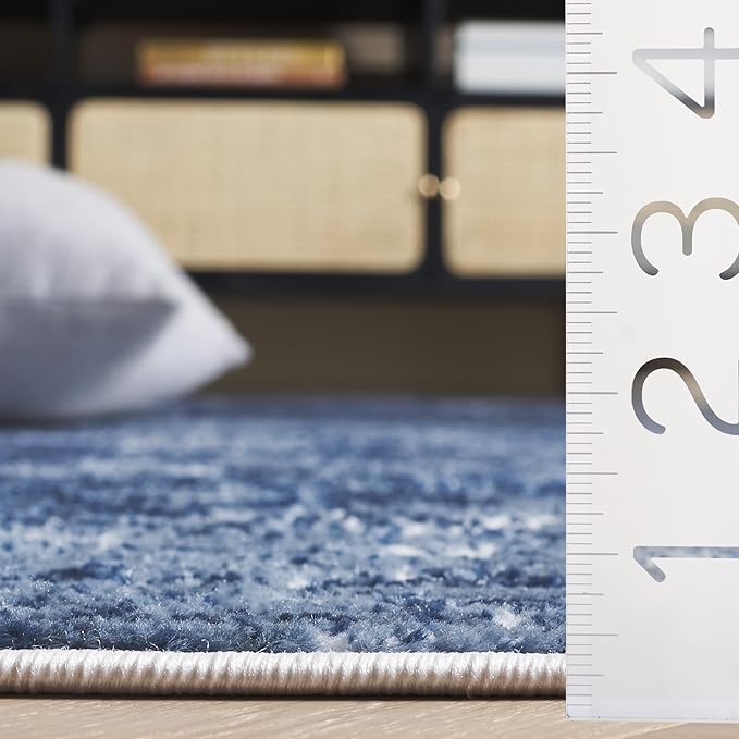 SAFAVIEH Amelia Collection Area Rug - 6' x 9', Ivory & Dark Blue, Modern Abstract Design, Non-Shedding & Easy Care, Ideal for High Traffic Areas in Living Room, Bedroom, Dining (ALA700M-6)