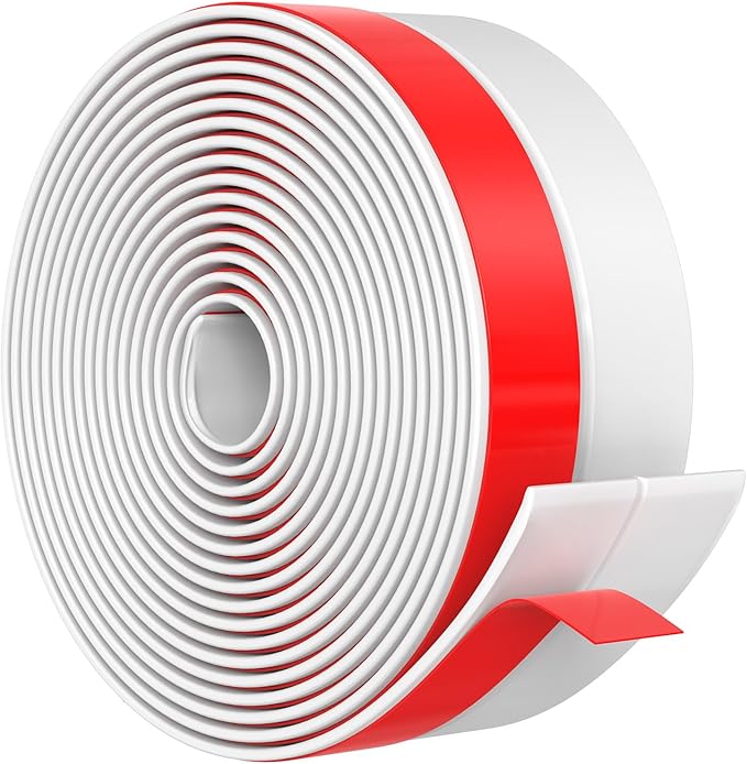 【2026 New Upgrade】 Wide Silicone Weather Stripping Door Seal with Strong Adhesive 2" x 20 ft, Draft Stopper for Garage, Shower & Sliding Doors - Gap & Under Door Protection, White