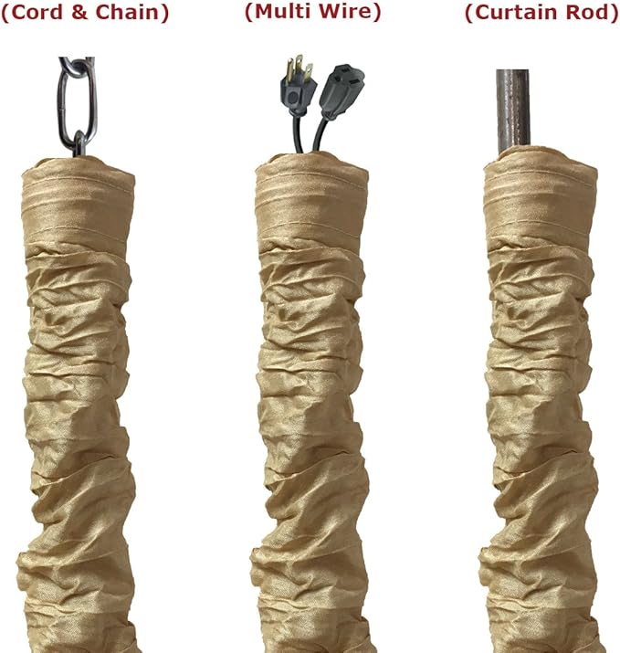 Royal Designs, Inc. CC-11-AGL Antique Gold Cord & Chain Cover- 4 feet- Silk-type Fabric Touch Fastener - Use for Chandelier Lighting Wires