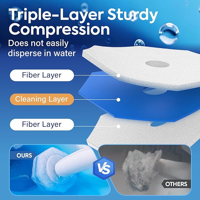 50 Count Toilet Wand Refills for Clorox, Premium Toilet Cleaner Refill Pads, Replacement Brush Heads Compatible With Most Toilet Wand Refill System, No Falling Apart, Fresh Fragrance