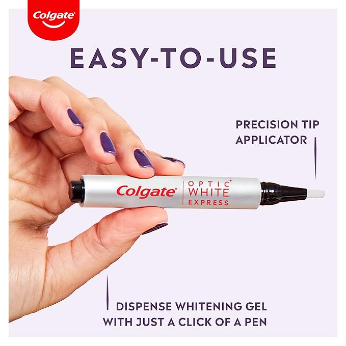 Colgate Optic White Express Teeth Whitening Pen with 35 Treatments, Enamel Safe, Designed for No Tooth Sensitivity, 0.08 oz (Pack of 2)