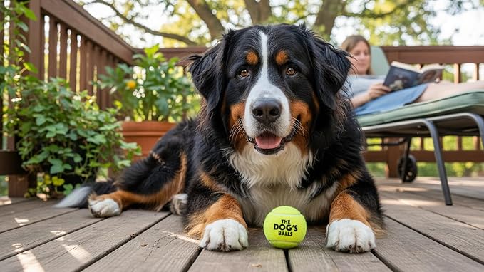 The Big Dog’s Balls Dog Tennis Balls for Large Dogs, Yellow, 3-Pack - Non-Abrasive Felt Fetch Balls, Tough Rubber Core, Float in Water