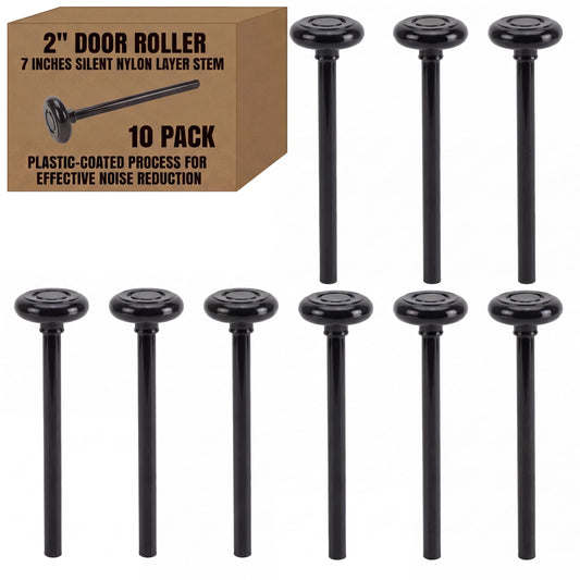 10-Pack 7" Stem Black Silent Garage Door Rollers,Protective - Image 1
