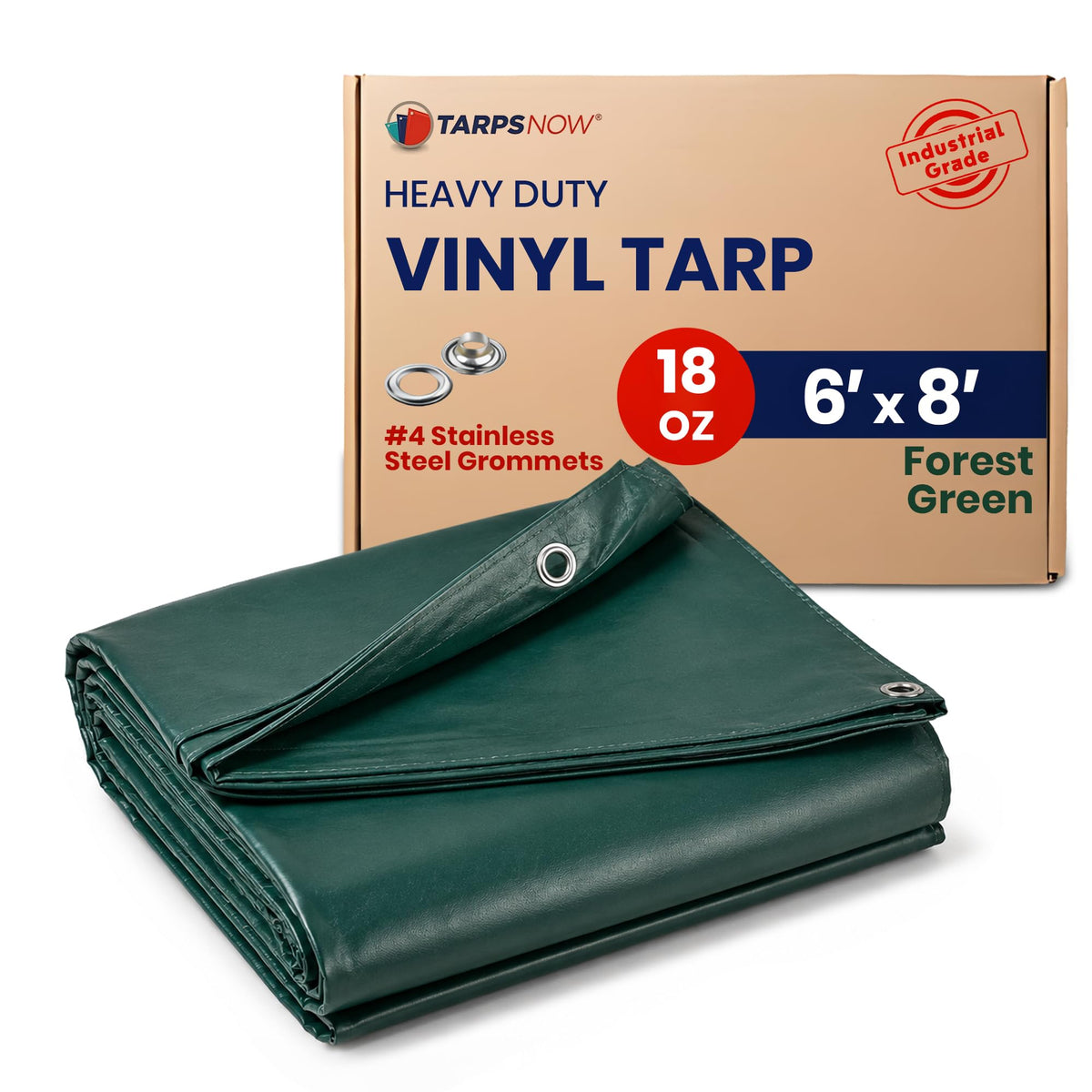 Tarps NowVinyl Tarp with Stainless Steel Grommets, (6' x 8') - Image 1