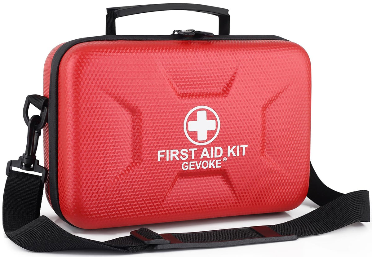 Gevoke 410 Piece Waterproof Hard Shell First Aid Kit, Red - Image 1