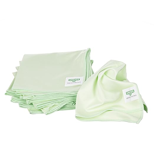 Unger Commercial MicroWipe™ Microfiber Cleaning Cloth, 16" x 16", Green, 10-Pack – Dual-Sided for Cleaning and Polishing, Ideal for Windows, Mirrors, and Surfaces MF40L
