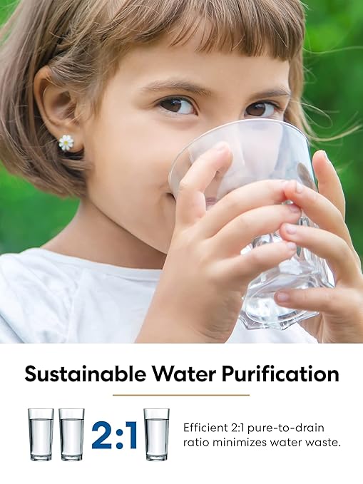 Brio G20-U Reverse Osmosis Water Filtration System, Smart Display Faucet, 700 GPD, 2:1 Pure to Waste, TDS Reduction, Composite & RO Filters, Brown
