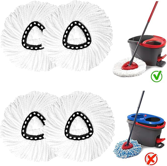 4 Pack Spin Mop Replacement Heads, Mop Replace Head Easywring 1-Tank System, Mop Head Replacement for Hardwood Floor Cleaning, Machine Washable and Easy to Replace