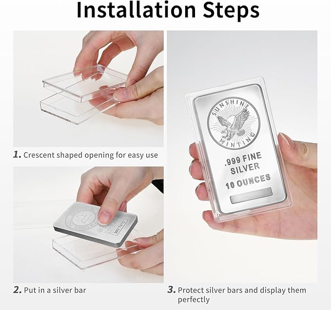 10oz Silver Bar Holder - 5Pcs Capsule Storage Container for 10 Ounce Bars