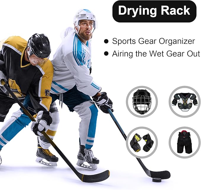 Hockey Drying Rack,Hockey Training Equipment Gear Organizer,Portable Sports Hanging Straps with 5 Hooks,Ice Hockey Gifts for Men Boys Mom.Hockey Hanger for Home Travel Outdoor.Hockey Accessories