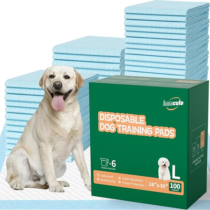 IMMCUTE Large Dog Pee Pads 28"x30"-30 Count | Large Puppy Pee Training Pads Super Absorbent & Leak-Proof | Disposable Pet Piddle and Potty Pads for Puppies | Dogs | Doggie| Cats | Rabbits