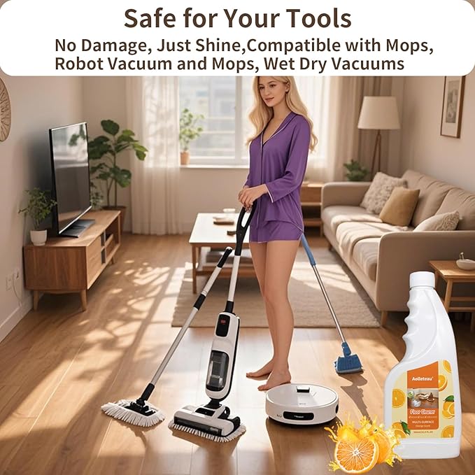Concentrate Floor Cleaner for All Robot Vaccum and Mop, Wet Dry Vacuums, for Roborock, Tineco, Dreame, Ecovacs, iRobot, Narwal, Shark, Bissell Mops, 16.9 FL.oz, Dilution Ratio 1:200, Orange Scent