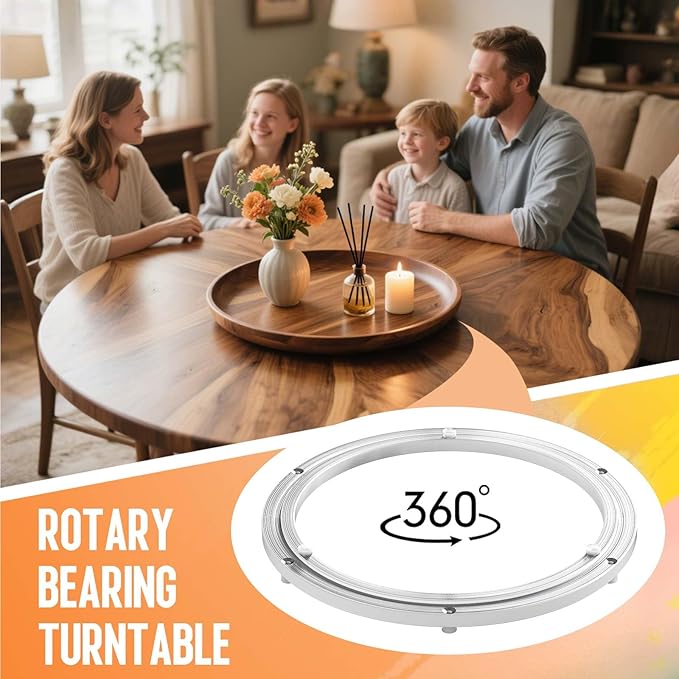 Heavy Duty Lazy Susan Turntable Bearing 14 Inch, 500lbs Capacity Rotating Swivel Plate for Round Table, Heavy Duty Swivel Base for Dining Room Kitchen