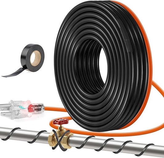 45FT（3FT-200FT） Pipe Heating Cable for Pipe Freeze Protection, Heat Cable for Water Pipes(Metal and Plastic), Pipe Heat Tape Keeps Water Flowing at -40°F 5w/ft, 120V Plumbing fixture