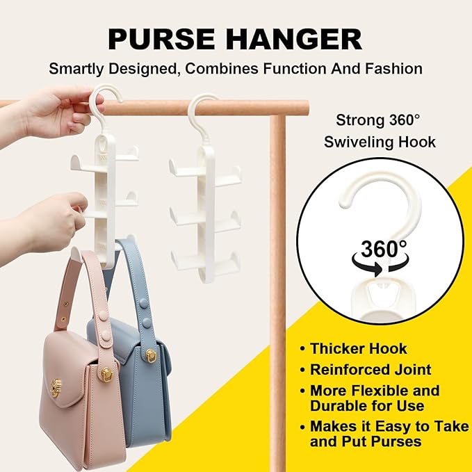 Closet-Organizers-and-Storage,Purse Hanger for Closet-Organizer,2 Pack Purse-Organizer for Organization-and-Storage,Sturdy Hang Bag Organization for Heavy Bag,College Dorm Room Essentials