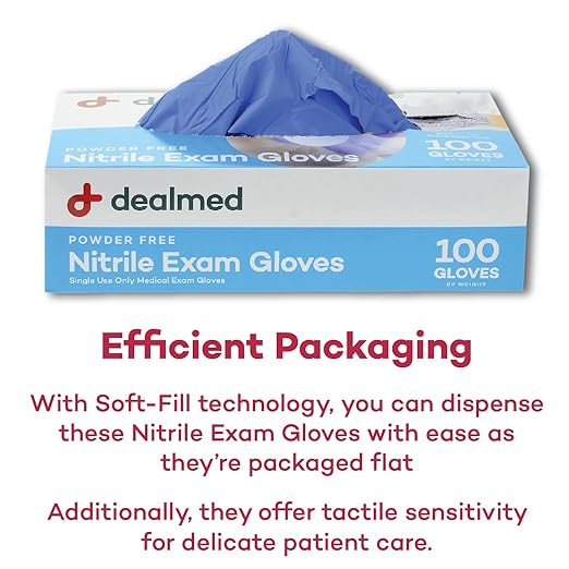 Dealmed Nitrile Exam Gloves – 90 Count X-Large (Case of 10) Disposable, Non-Irritating, Latex Free, Multi-Purpose for First Aid Kit, Medical Facilities & More