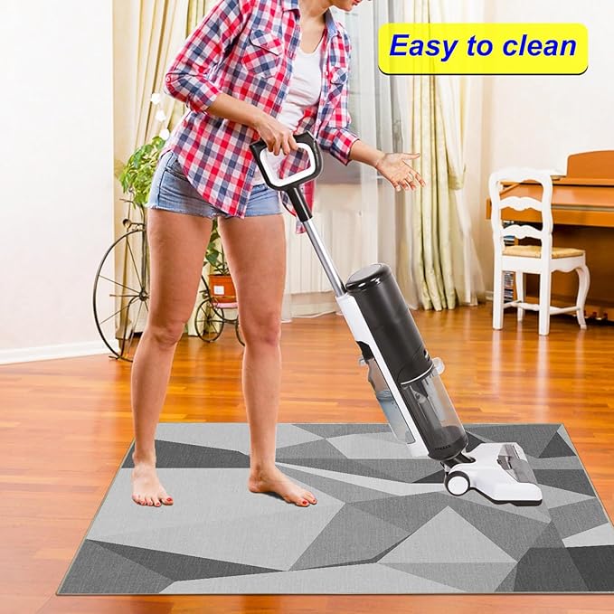 Office Chair Mat for Hardwood Floor & Low-Pile Carpet,55"*35" Under Desk Mat, Computer Chair Rug,Anti-Slip Floor Protector for Home Office Grey White