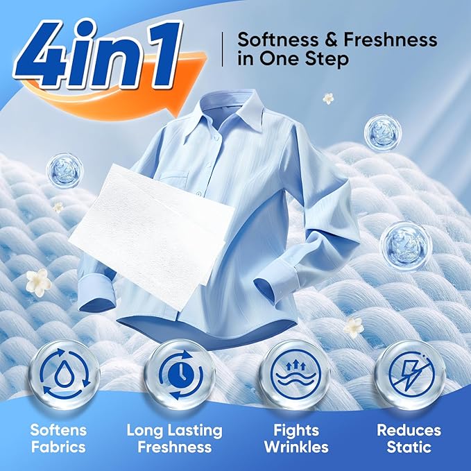 Veuslumen 1000 Count Dryer Sheets, Mega Pack Fabric Softener Sheets with Essential Oils | Fights Static, Softens Fabrics, Reduces Wrinkles | For Long-Lasting Fresh Scent Laundry