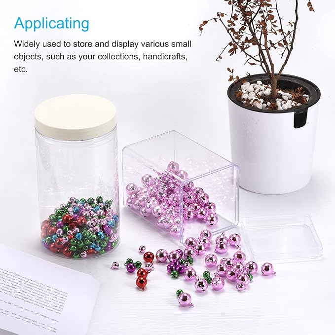 MECCANIXITY Clear Acrylic Plastic Storage Box Square Cube Display Case with Lid, 7.1x7.1x7.1cm Container Box for Small Item, Pack of 4