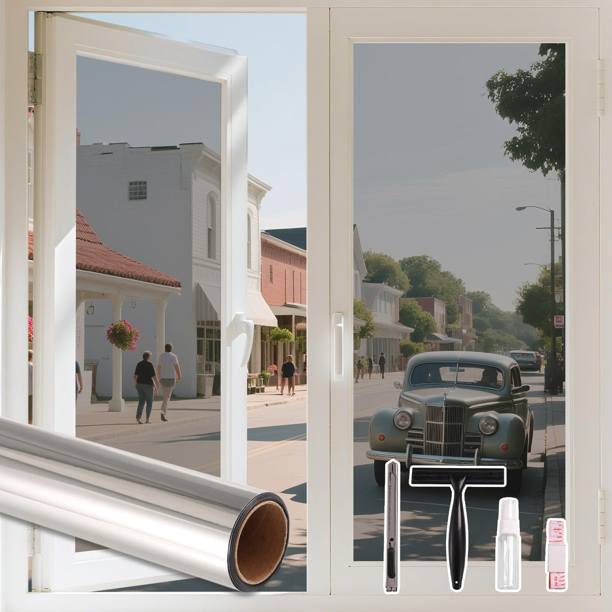 One Way Window Film Window Tint for Home, Silver 17.5″ x 78.7″ - Image 1