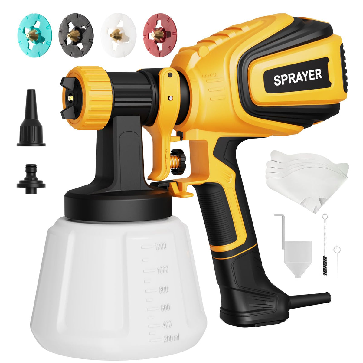 VONFORN Paint Sprayer, 700W Spray Paint Gun with 4 Nozzles - Image 1