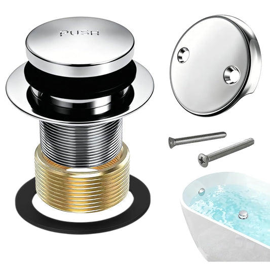 Chrome Bathtub Drain Tip-Toe Tub Trim Set with Two-Hole - Image 1