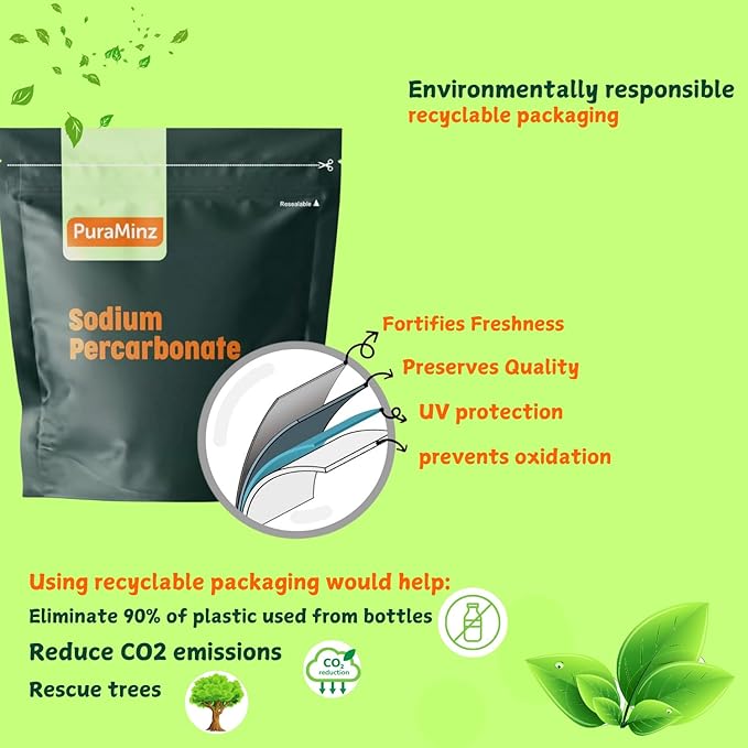 Sodium Percarbonate Powder 99.9% Purity - Oxygen Bleach, Hydrogen Peroxide Release Cleaner - Color-Safe Bleach Alternative for home and Laundry - 10 lbs