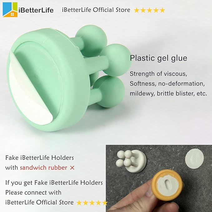 iBetterLife Good Grips Razor Holder - 6Pcs Self Adhesive Silicone Toothbrush Holders Wall Mounted to Mirror for Shower Hanging Towel, Functional Waterproof Hook for Bathroom Kitchen Living Room Office