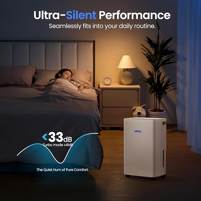 Dehumidifier for Basements, 2000 Sq. Ft., 30 Pints,1.6L Tank, App-Controlled, With 4.9 ft Drain Hose Low noise, for Living room, Basements and Office