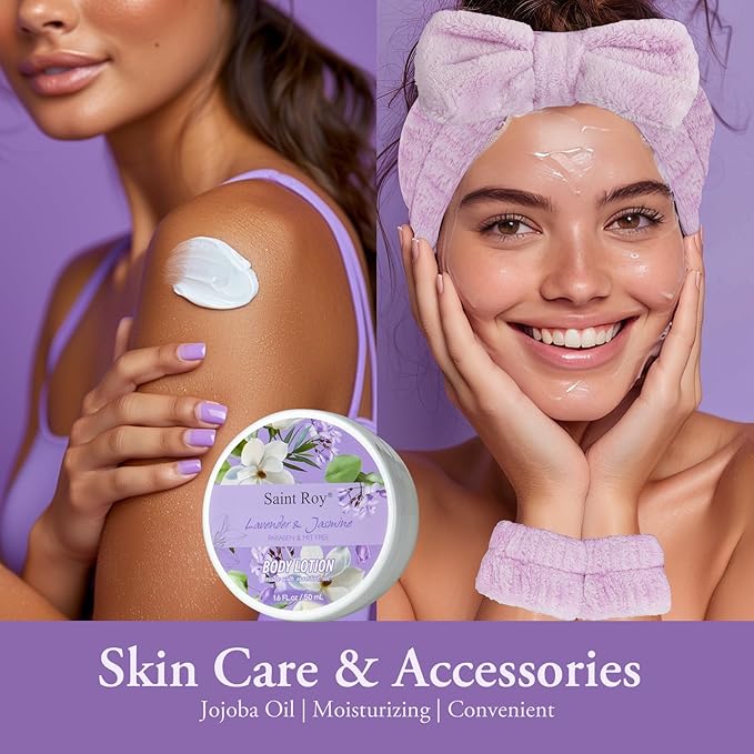 Bath and Body Gift Basket Set for Women - Jasmine Valentines Day Gifts for Women, Spa Gift Basket 13-Piece Bath Gift Set, Gift Set for Ladies Body & Bath Gifts Set Lavender Gift Baskets For Mom